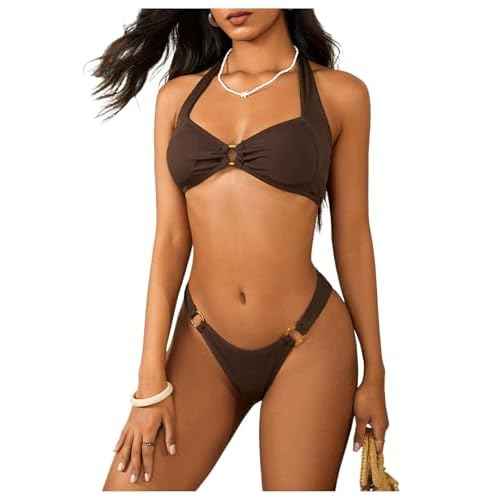 MakeMeChic Halter Bikini Sets for Women Sexy Micro Bikini Bathing Suit Two Piece Swimsuits 2025