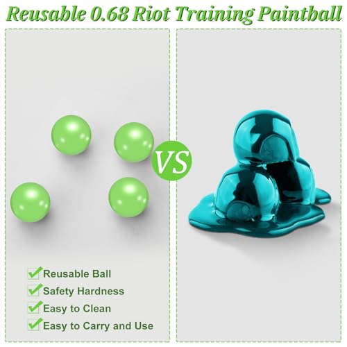 Civaner 150 x 68 Caliber Projectiles for Self Defense and Practice Reusable 68 Breaker Paintballs Solid Plastic Nylon Projectiles
