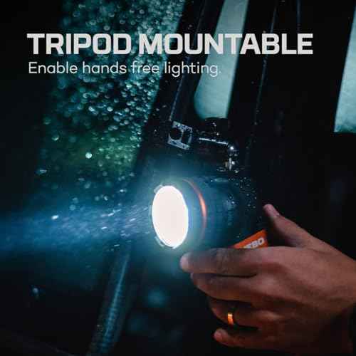 NEBO Master Series SL25 Rechargeable Spotlight & Floodlight | 600 Lumens, 10.5 Hour Run Time, 1/4 Mile Beam Flashlight, Waterproof, Powerful Magnetic Base, Includes Charging Cable