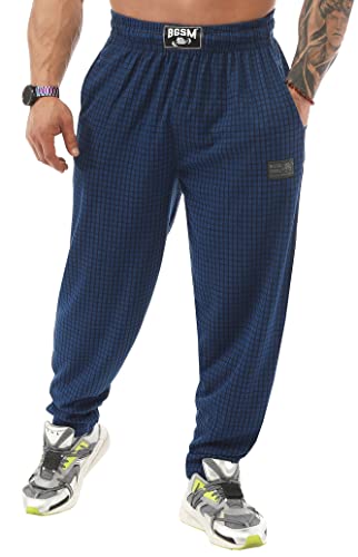 Men's Loose Fit Cotton Sweatpants with Pockets - Medium Blue