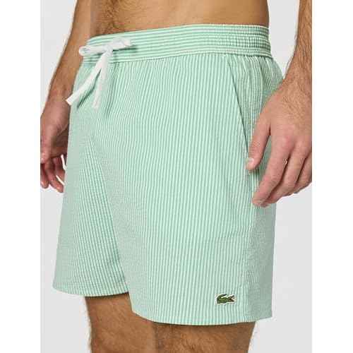 Lacoste Men's Striped Seersucker Swim Trunks