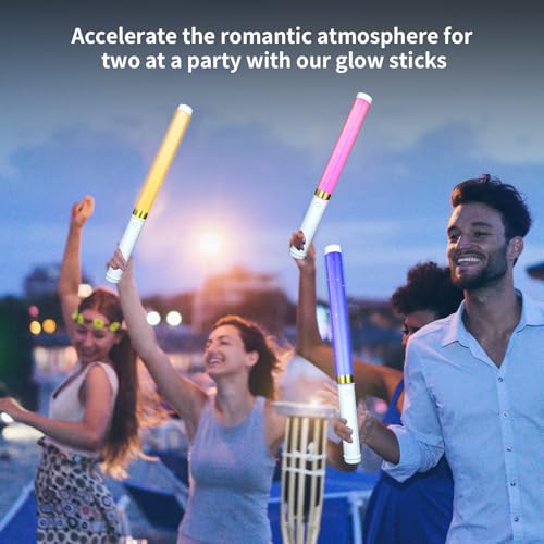 LED Glow Sticks Reusable 15 Colors Light Stick Set - 2 Pack, Battery Included - Variation ST018