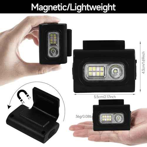 Clip on Running Lights,Rechargeable Night Light with Strong Magnet Reflective, LED Running Lights 6 Lighting Modes with Red Strobe for Runners Joggers Walking Camping Outdoor Adventure, 1Pack-Black