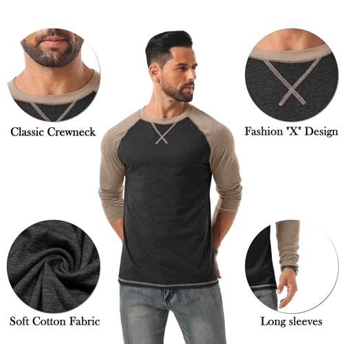 Askdeer Mens T-Shirt Long/Short Sleeve Cotton Shirts Casual Stylish Crewneck Shirts