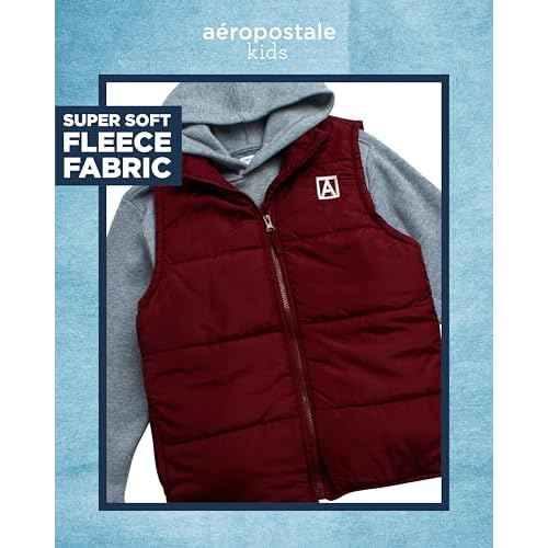 AEROPOSTALE Boys Sweat Set - 3 Piece Pullover Boys Hoodie Puffer Vest and Jogger Sweatpants Kids Youth Matching Set (8-12)