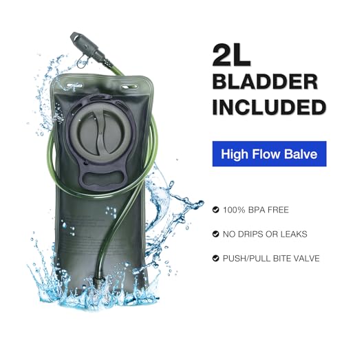 Hydration Backpack, Water Buffalo Hydration Backpack with 2L Water Bladder, Water Pack Backpack for Outdoor Sports of Running Hiking Camping Cycling Skiing for Women Men, Black