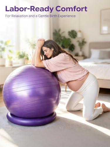 26-Inch Anti-Burst Pregnancy Exercise Ball with Non-Slip Base BPA-Free PVC
