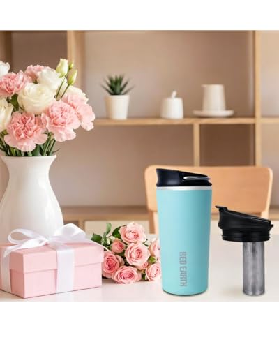 GiNT 17oz Travel Tea Mug with Infuser and 2 Lids - Green, Vacuum Insulated Stainless Steel