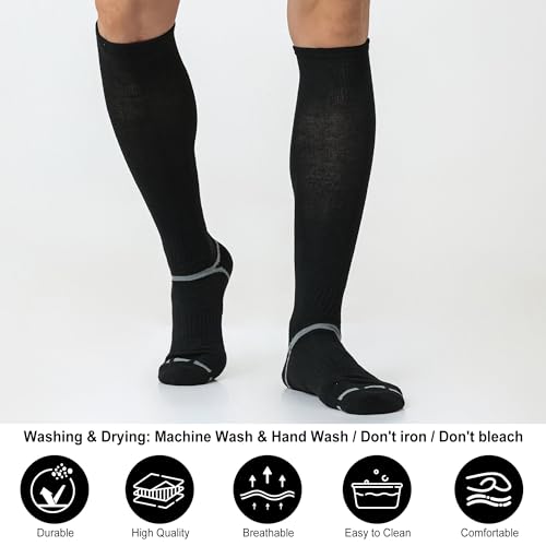 Medium Black Soccer Softball Baseball Socks 3 Pack for Youth & Adults