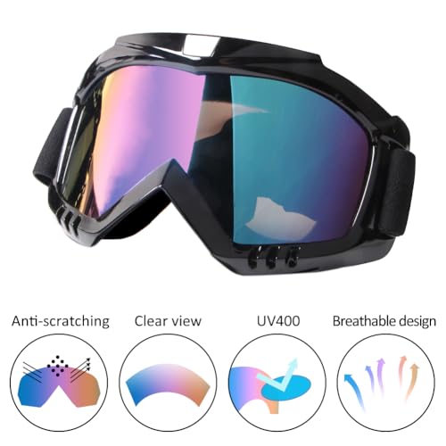 Motorcycle ATV Dirt Bike Goggles 2-Pack with Color and Clear Lenses