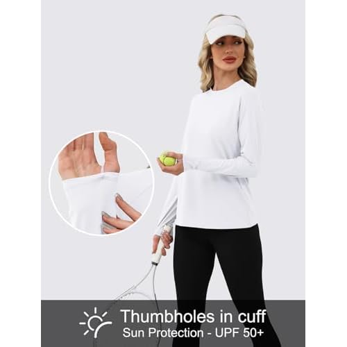 WIHOLL Workout Tops for Women Long Sleeve Sun Shirt UPF 50+ UV Protection Running Hiking Clothes Quick Dry Athletic Tops