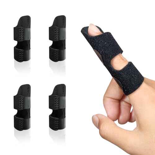 Finger Splint, Universal Trigger Finger Brace for Broken/Arthritis Pain and Sprain Relief, Splints for Middle, Index, Ring (4 Pack,Black)