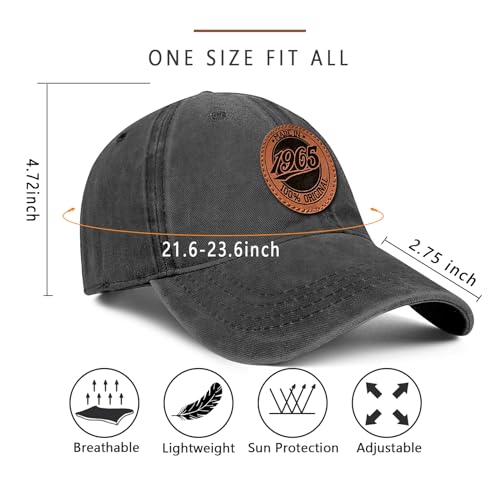 60th Birthday Gifts for Men Women 60 Year Old Gifts 1965 Birthday Vintage Hat 100% Cotton Baseball Cap