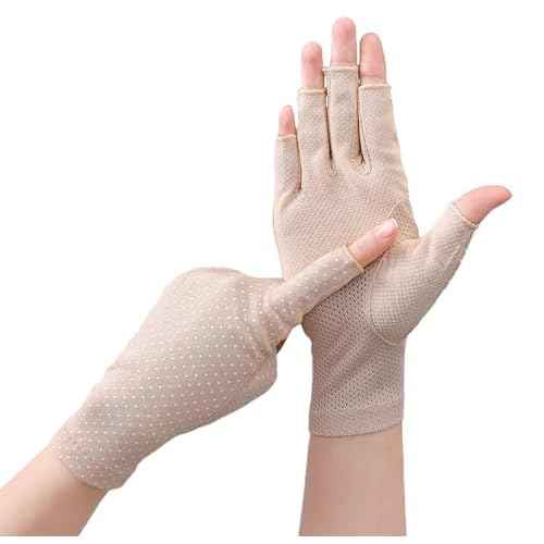 Women Driving Gloves Sun UV Protection Summer Outdoor Hiking UPF 50+ Glove Touchscreen Half-finger Glove