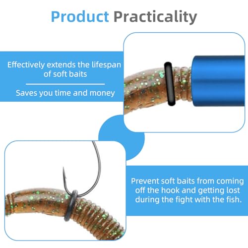 Wacky Rig Tool Kit for Bass Fishing - Aluminum Wacky Worm Tool + 310 O-Rings