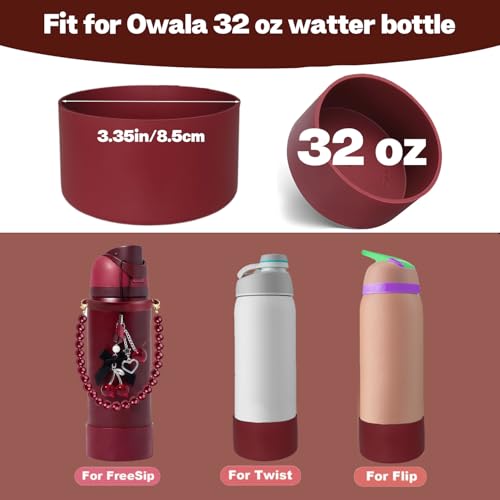 4pcs Water Bottle Accessories Set for Owala FreeSip 32oz - Black Cherry