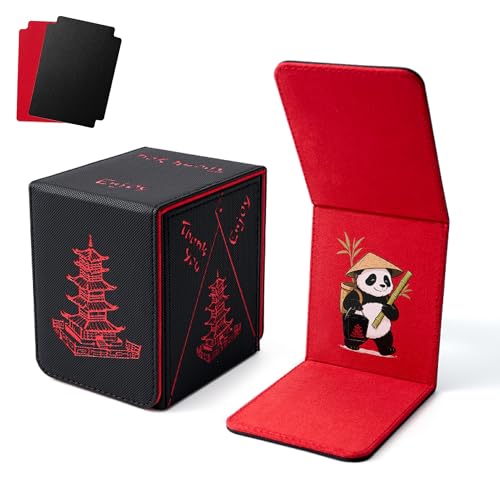 Venssu Chinese Takeout Deck Box for TCG Cards - Black & Red