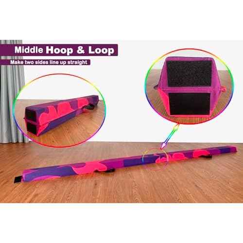 MARFULA 6 FT / 8 FT / 9 FT Folding Gymnastics Beam Foam Balance Floor Beam - Extra Firm - Suede Cover - Anti Slip Bottom with Carry Bag for Kids/Adults Home Use