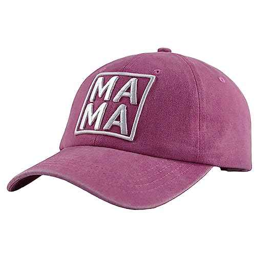 Mama Hat for Women, Vintage Washed Embroidered Mom Life Mommy Baseball Cap for Mom Grandma