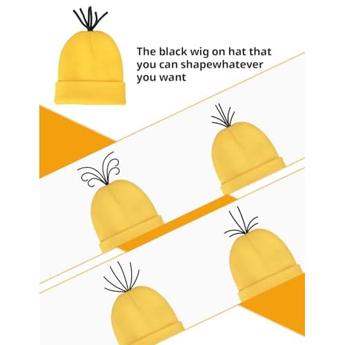 Halloween Costume Accessories Adult Yellow Beanie Hats for Men Women for Cosplay Party Set