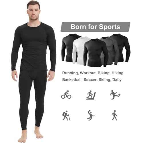 Dalavch 5 Pack Thermal Compression Shirts for Men Long Sleeve Running Gear Undershirt Base Layer for Winter Cold Weather