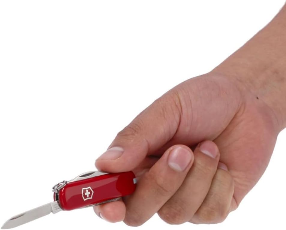 Victorinox Rally Swiss Army Knife, Compact, 9 Functions, Swiss Made Pocket Knife with Magnetic Phillips Screwdriver, Bottle Opener and Key Ring - Red