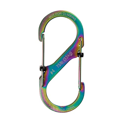 Stainless Steel Locking Carabiner #4 - Spectrum Pack of 2 - Secure Clip