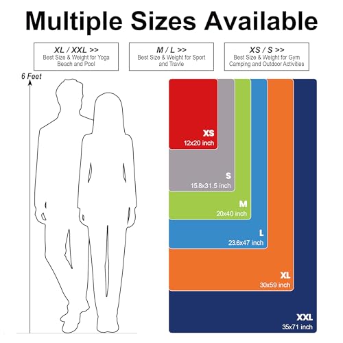 Marine Blue Microfiber Travel Towel 47 x 23.6 inches with Case - Quick Dry & Portable