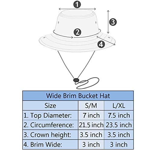 Men Women Wide Brim Sun Hat Bucket Hat UV Protection Camping Hiking Safari Small-Medium Dark Brown
