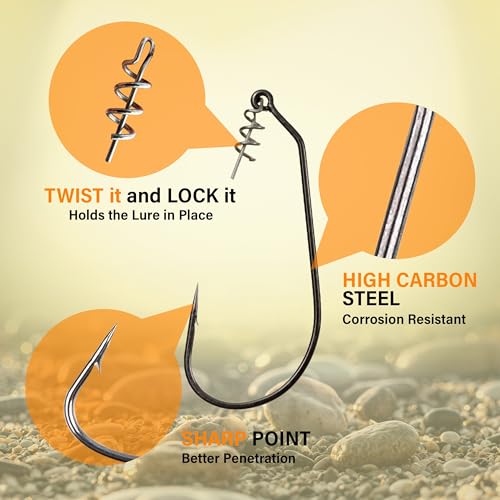 Reaction Tackle 1/0 Swimbait Hooks for Bass Fishing - Pack of 25