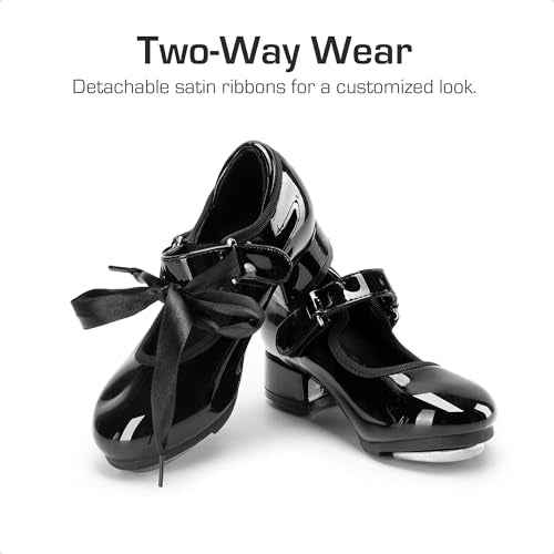 DREAM PAIRS Kids Tap Shoes for Girls Dance Shoes Boys Easy Strap Tap Mary Jane PU Leather for Toddler/Little Kid/Big Kid
