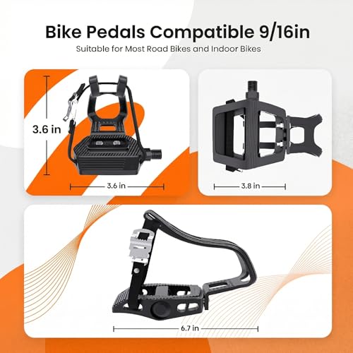 Bike Pedals with Toe Cages for Regular or Clipless Shoes 9/16"