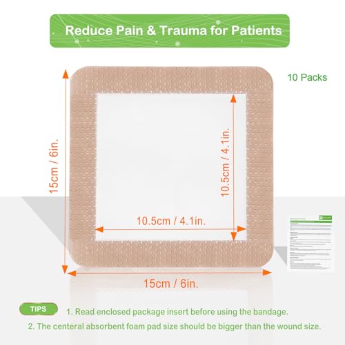 NeuHeils Silicone Foam Wound Dressing 6x6 Inch Pack of 10 for Bed Sores