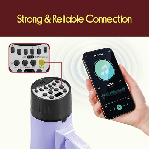 Light Purple Rechargeable Bluetooth Megaphone with Voice Changer & Siren - 30W, 1200-Yard Range