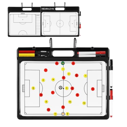 HIGHRAZON Magnetic Soccer Coaching Board - Double Sided Tactical Board for Soccer Training