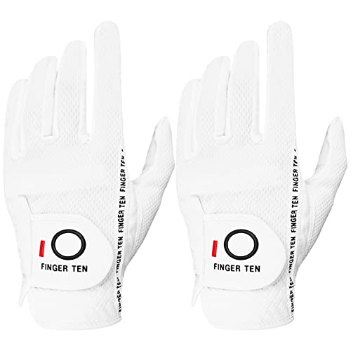 Left Hand Golf Gloves Rain Grip 2 Pack - White Large