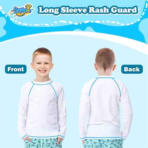 Boys' Rash Guard Long Sleeve UPF 50 Sun Shirts for Toddler Kids Rashguard Water Swimming