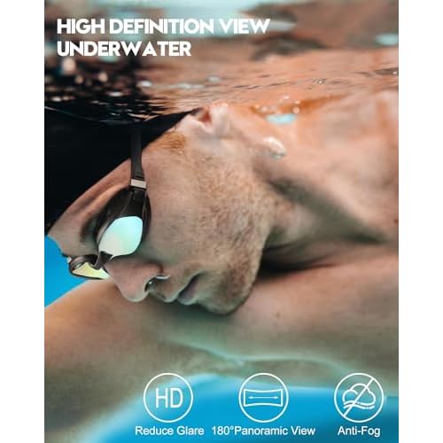 Aegend Swim Goggles, Swimming Goggles with Upgraded Anti-Fog Technology, No Leaking Soft Silicone For Adult Women Men Youth