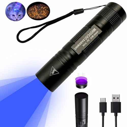 UV Flashlight Rechargeable 365nm Black Light for Pet Urine Detection,Small Ultraviolet Flashlight for Resin Curing,Rocks and Minerals,High Definition Pure Ultraviolet£¨Battery Included£©