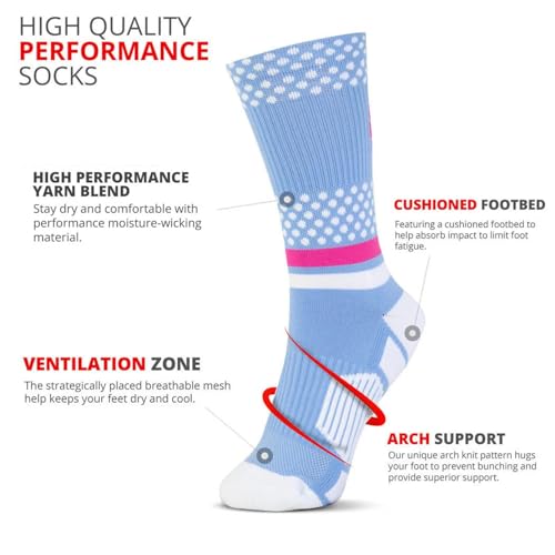 ChalkTalkSPORTS Volleyball Socks - Cushioned Mid-Calf Crew - Tropic Neon Large