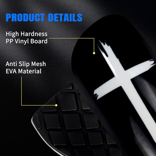 Kids Soccer Shin Guards with Socks - Medium Black+White, Impact Protection