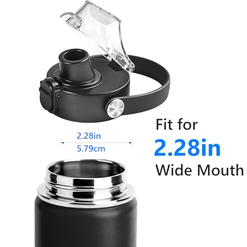 XACIOA Lid for Hydro Flask Wide Mouth, Replacement Lid for Hydroflask 12-64 oz Wide Mouth Bottles, Flip Top for Iron Flask Wide Mouth Bottles with Button Lock & Soft Handle