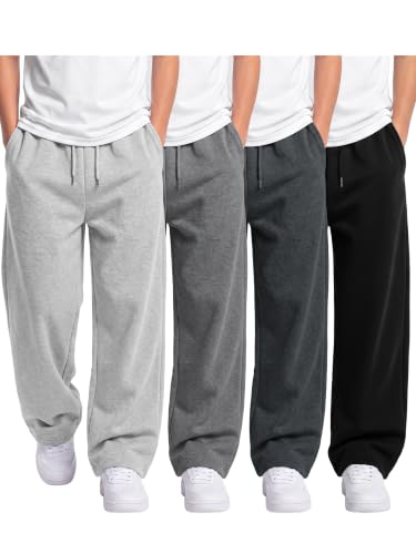 Boys Baggy Sweatpants 15-16 Years Wide Leg Kids Pants Black Grey Dark Grey Light Grey