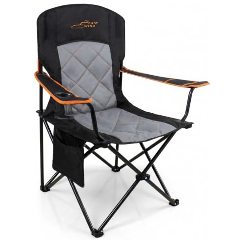 Fair Wind Padded Oversized Camping Chair with Lumbar Support - Black, Single Pack