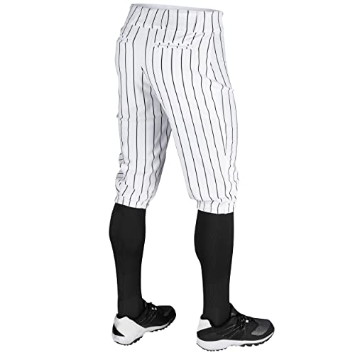 Champro Mens Triple Crown Baseball Knickers with Pinstripes - Small White & Black