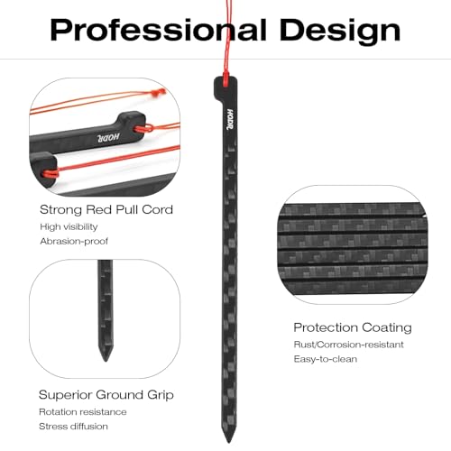 Ultralight Tent Stakes, 4.72 Inch Carbon Fiber Tent Pegs, Lightweight Tent Stakes Backpacking Gear for Camping Hiking (6 Pack)