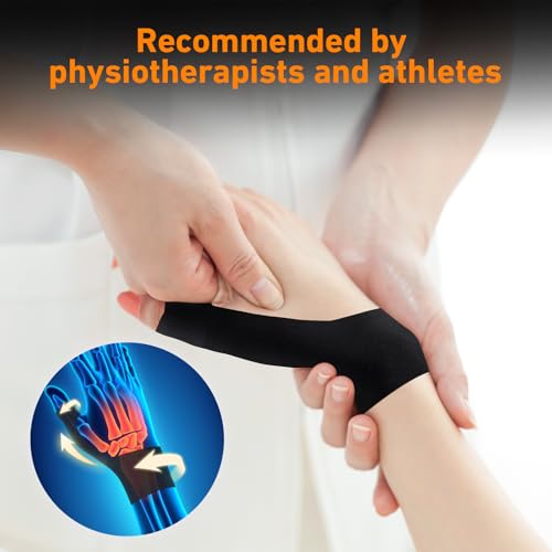 Precut Kinesiology Tape for Finger Valgus?12PCS Pain Relief Athletic Tape, Waterproof & Hypoallergenic Latex-Free, Elastic Breathable Long-Lasting Elbow Support Tape for Left(Black)