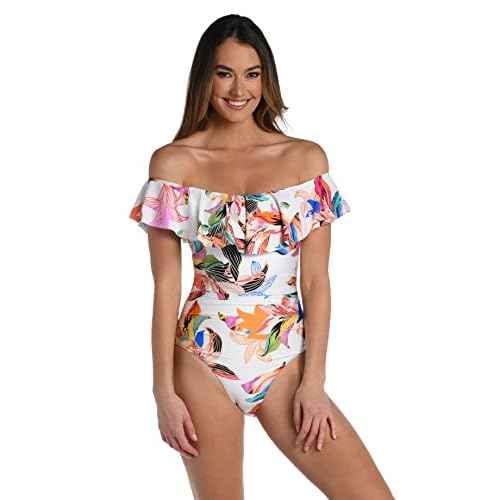 La Blanca Women's One Piece Swimsuit Off Shoulder Ruffle Bathing Suit