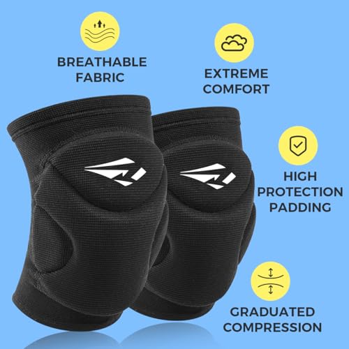 Rawxy Volleyball Knee Pads Black Medium/Large Impact Shock Absorption Youth & Adult