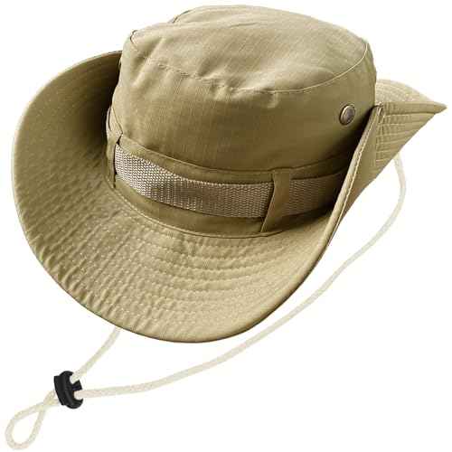 Fishing Hat, Wide Brim Breathable Boonie Hat UV Protection Safari Hiking Bucket Hat Beach Summer Cap